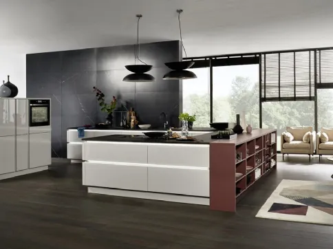 Cucina Design con penisola Nova Lack Platingrau di Nolte