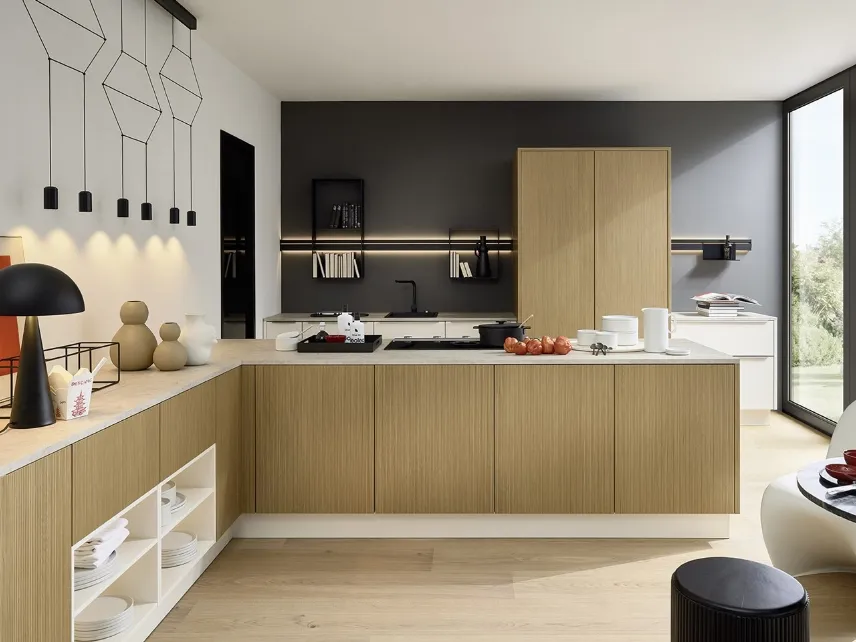 Cucina Moderna Artline Stripe Wood Crema di Nolte