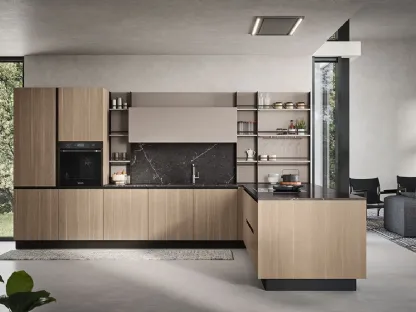 Cucina Moderna con penisola Colibrì Maniglia Presa 01di Forma Cucine