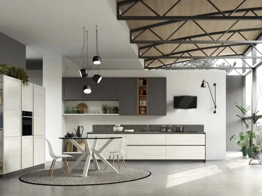 Cucina Moderna ad angolo Twin 02 in HPL Okobo Iceberg di Arrex